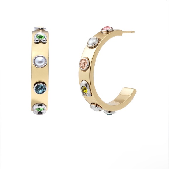 Coach Stone Signature Hoop Earrings - Picture 4 of 5